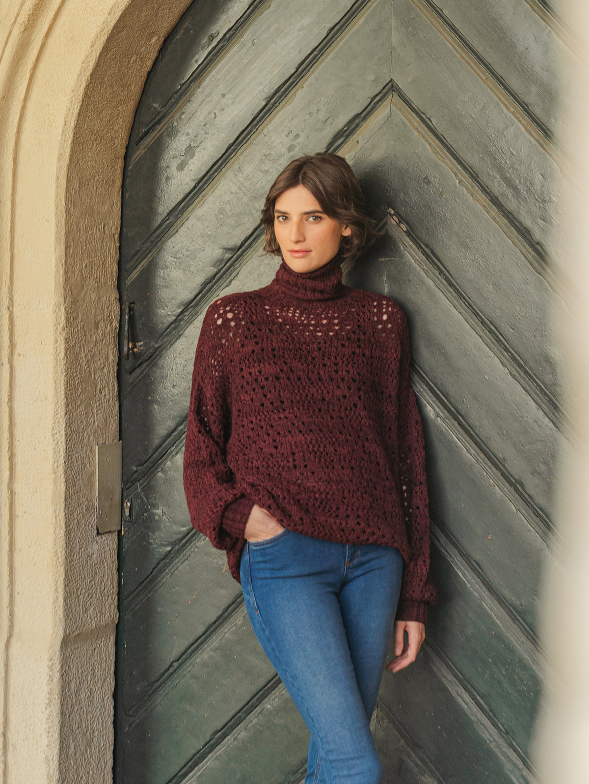 High-neck Lacy Sweater