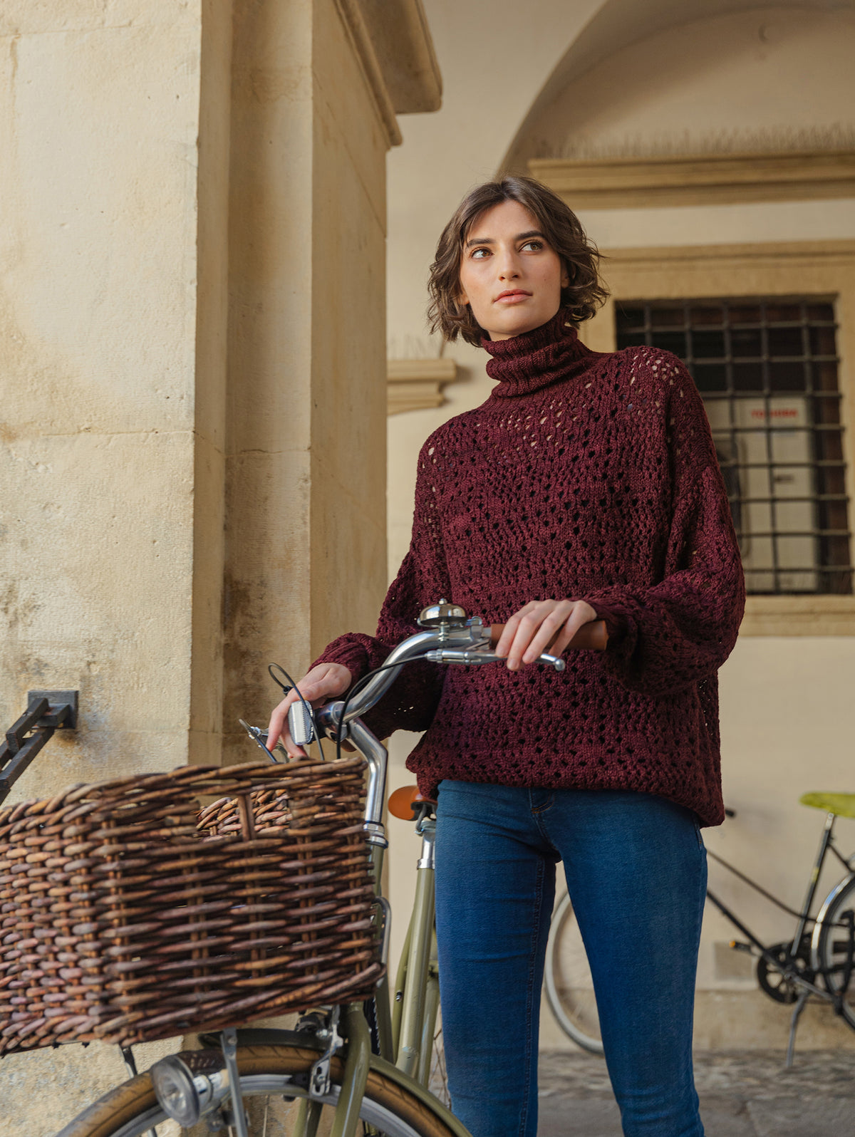 High-neck Lacy Sweater
