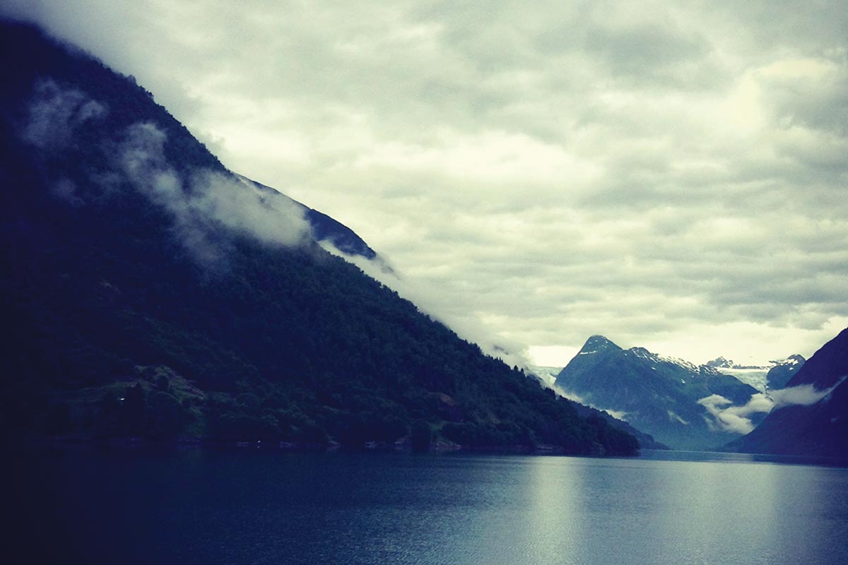 The shores of the Hardangerfjord, in Lofthus, Norway