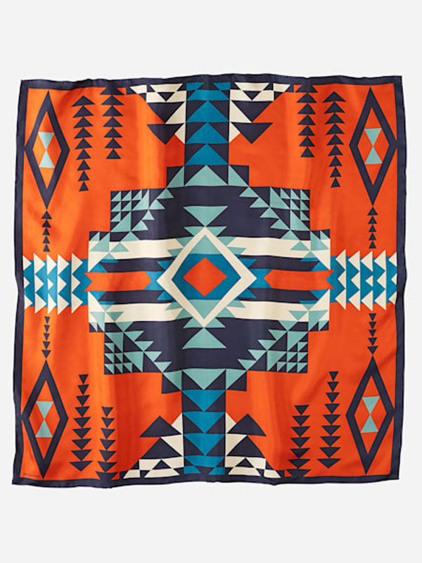 Oversized Square Silk Scarf with Bold Pattern