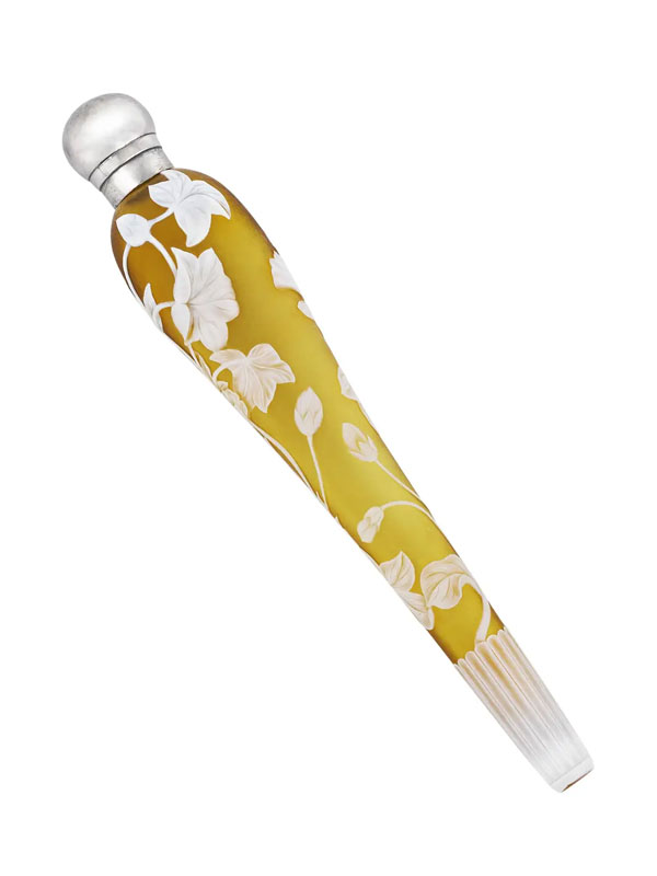 Wand-shaped perfume bottle in cameo glass
