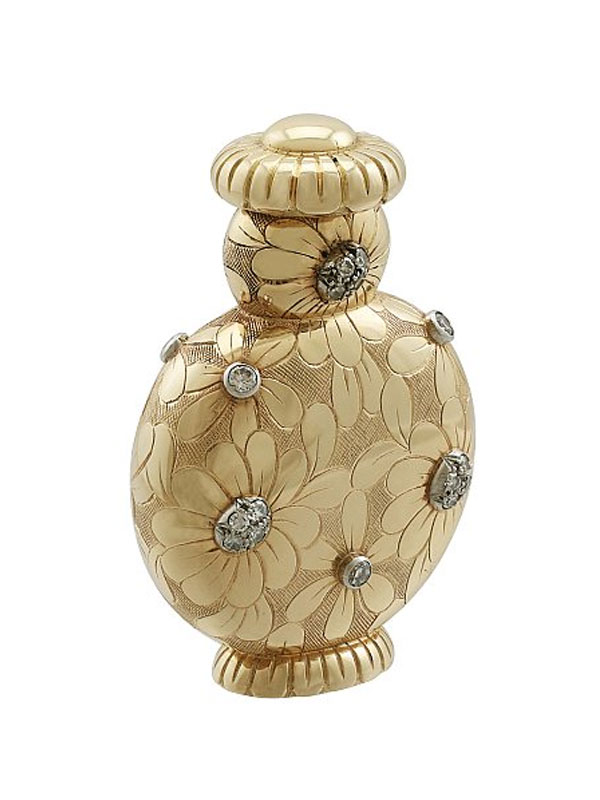 Show-stopping vintage gold and diamond bottle
