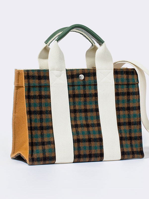 Tweed tote with canvas straps