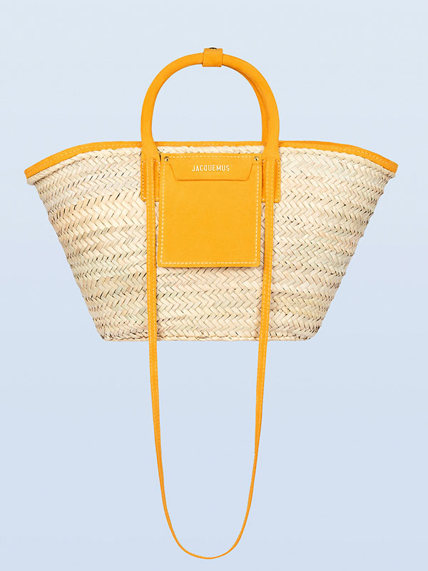 Straw and suede beach basket bag