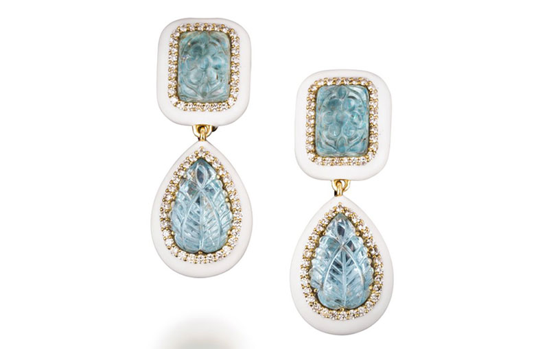 Baguette Aquamarine Diamond Earrings – Tayma Fine Jewellery