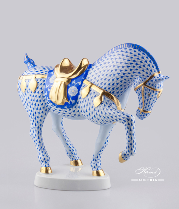 Herend Special Blue Fishnet Tang Horse