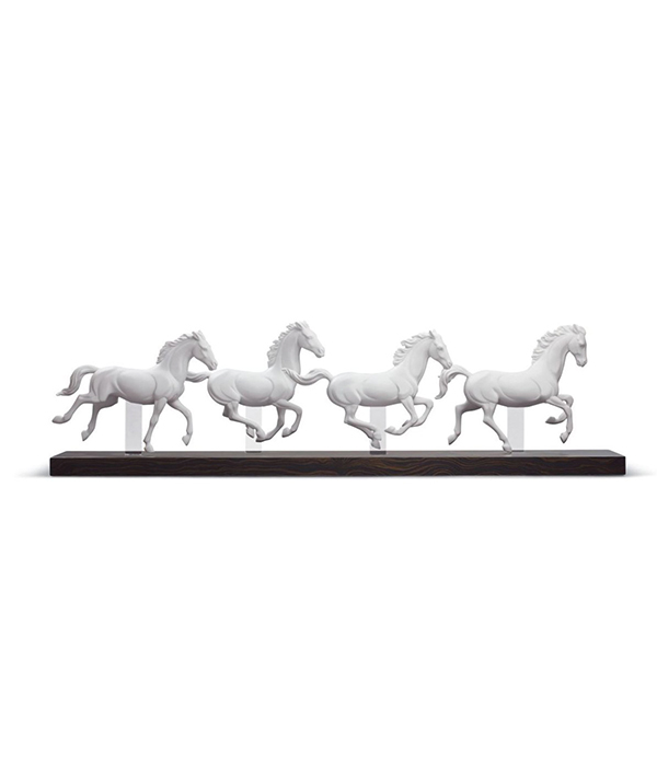Casa Padrino Porcelain Galloping Horses Sculpture